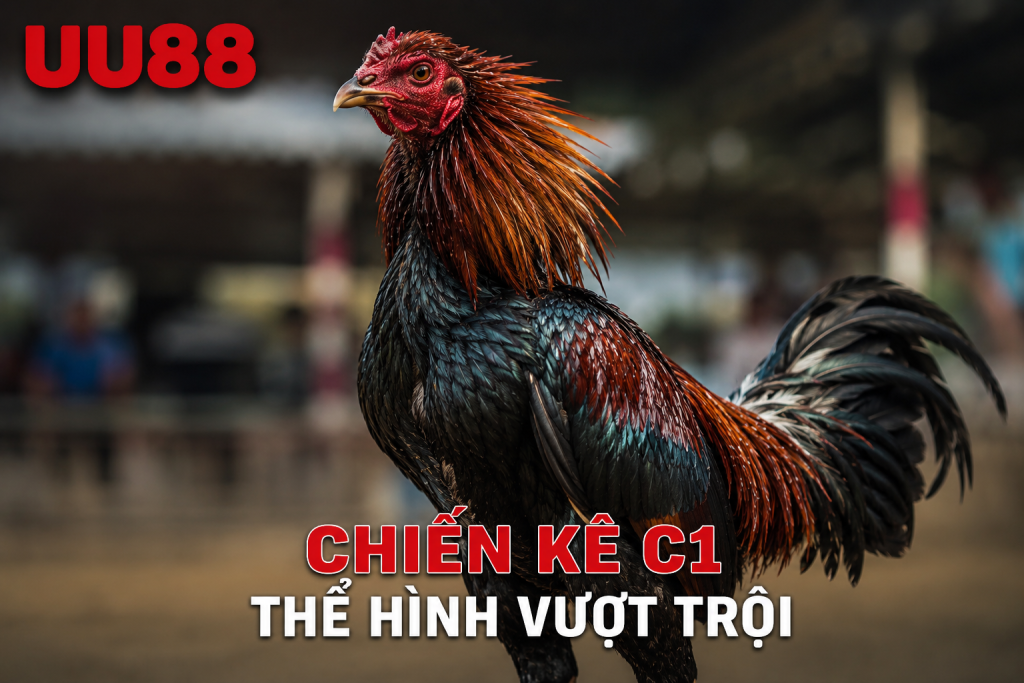 Cận cảnh chiến kê C1 với thể hình săn chắc, cựa sắc và phong thái tự tin