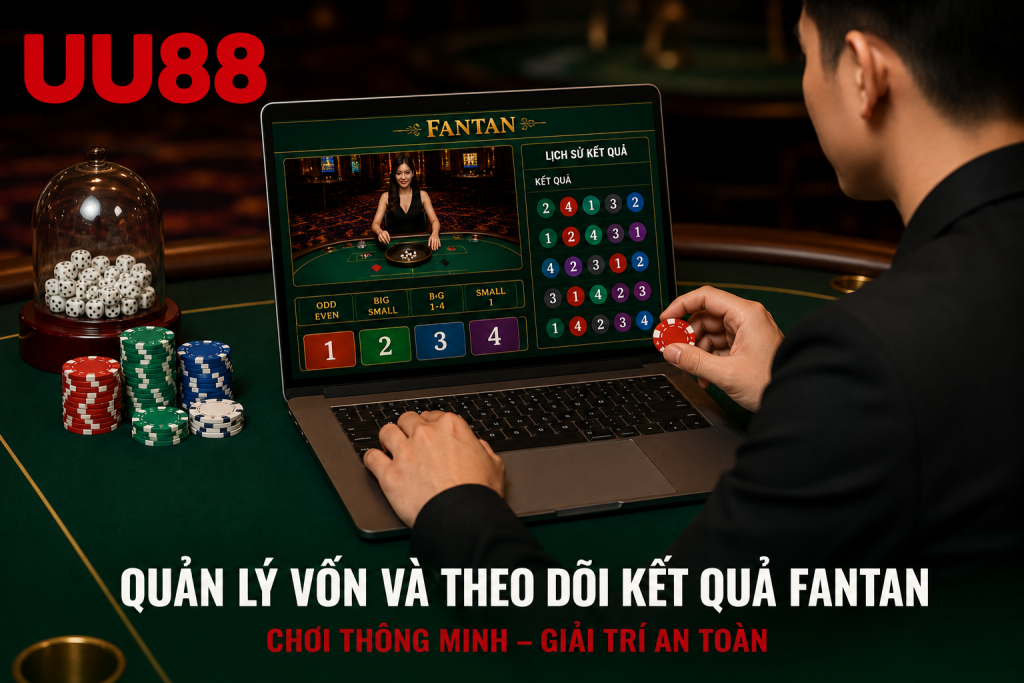 Người chơi quản lý vốn và theo dõi lịch sử kết quả Fantan trên màn hình