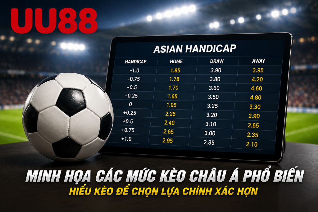 Các mức kèo Châu Á phổ biến trong cá cược bóng đá