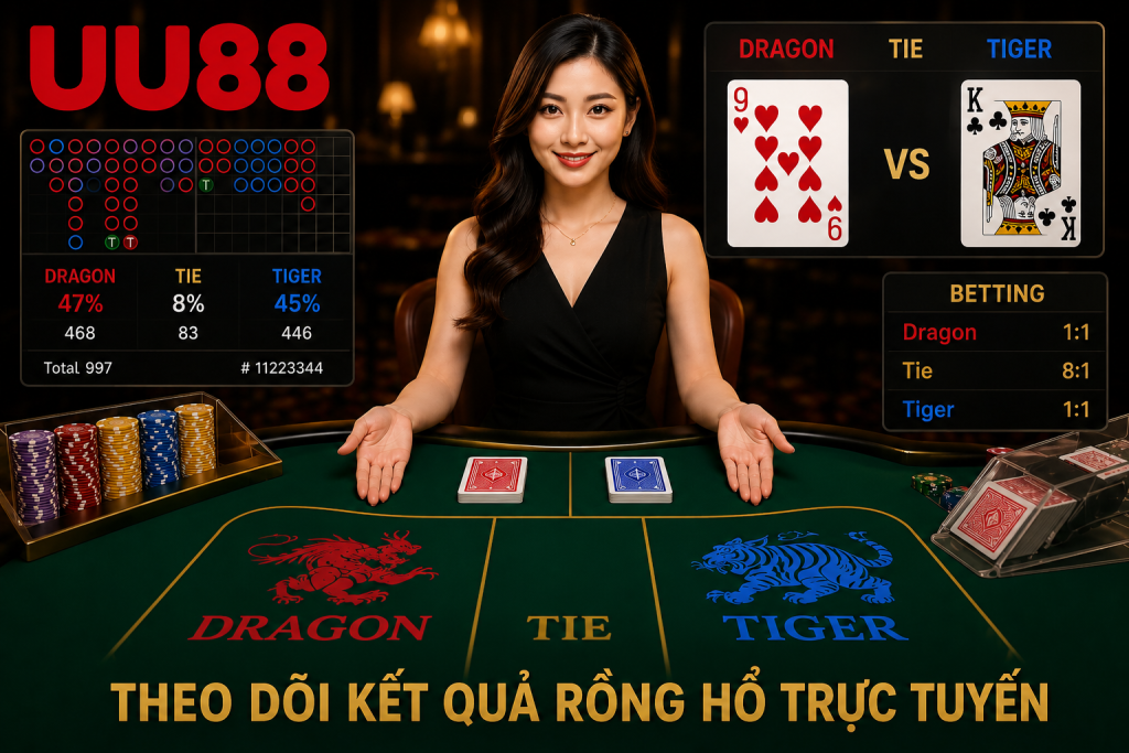 Người chơi theo dõi kết quả các ván Rồng Hổ trên màn hình Live Casino