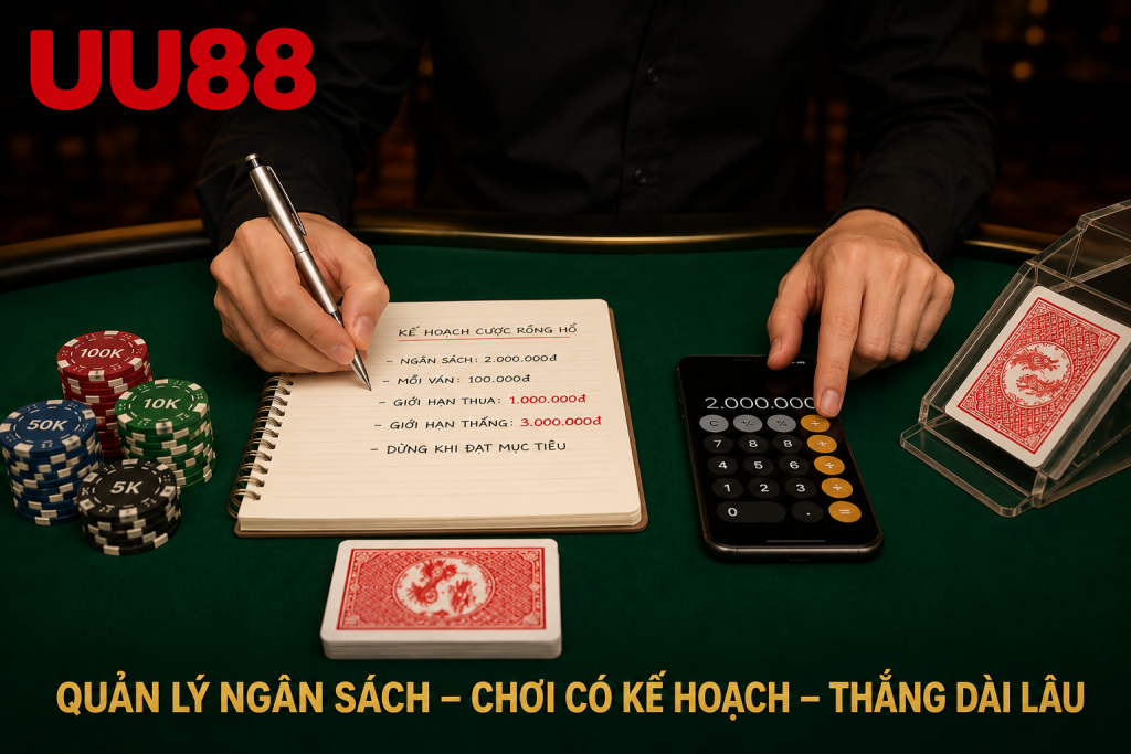 Người chơi quản lý ngân sách và ghi chép kế hoạch cược khi tham gia Rồng Hổ